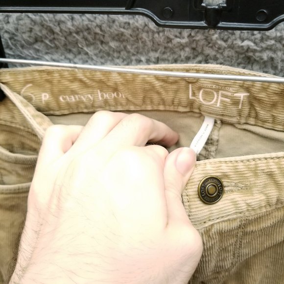 Loft Women's 6P Ann Taylor Corduroy Curvy Tan Bootcut Jeans 31.75" 29.5" 8" - Picture 5 of 11